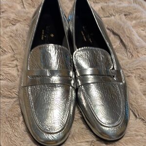 Kate Spade Silver Metallic Flats with Classic Loafer , size 7